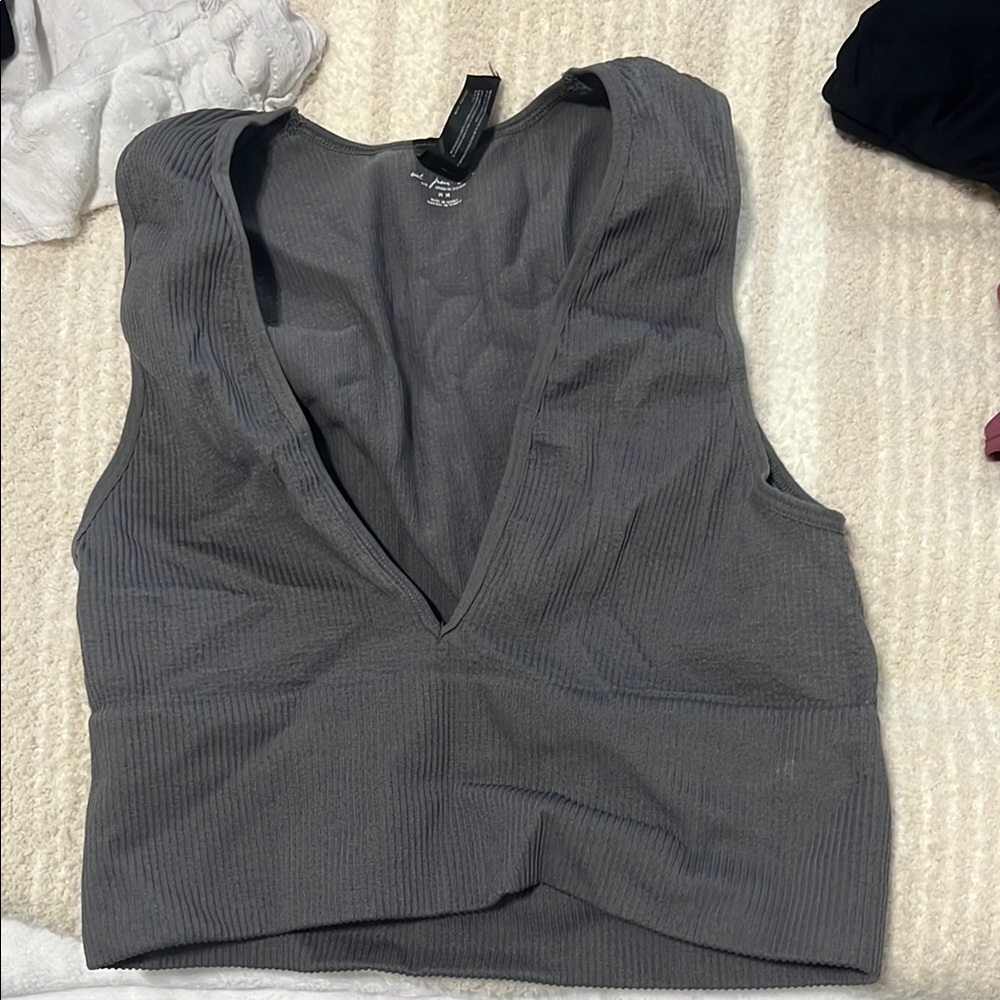 Gray urban outfitters Women's V-Neck Top